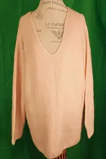 Paris Atelier & Other Stories Womens Pink Wool Mohair Blend V Neck Sweater Large