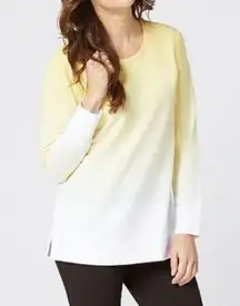 Denim & Co French Terry Dip Dye Long-Sleeve Tunic A346977 QVC Large Sun Yellow