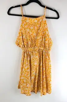 Cotton On Womens Mini Dress Woven Frenchie Open Back Floral Yellow S