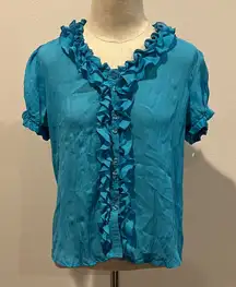 Sunny Leigh Teal Ruffled Blouse