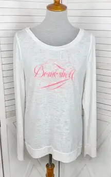Victoria’s Secret Bombshell Burnout Slub Knit Long Sleeve Tee Shirt White Small