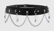 Black Chain Belt with Silver Accents