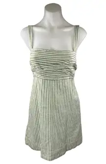 Abercrombie & Fitch Emerson Green Linen Striped Sleeveless Tank Romper Shorts S