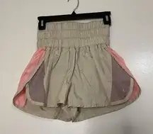 Free People  MOVEMENT THE WAY HOME BEIGE PINK HIGH WAIST RUNNING SHORTS SMALL