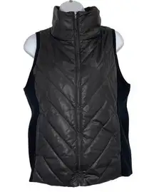 Puffer Vest XS Black Merino Wool Side Panels Recycled Polyester