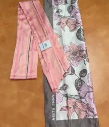 Anne Klein Living Garden silk scarf set in a gray/pink floral motif