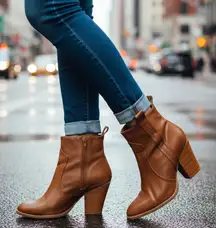 82. JustFab Tan Suede Ankle Booties — Women’s Stylish Booties in Size 9