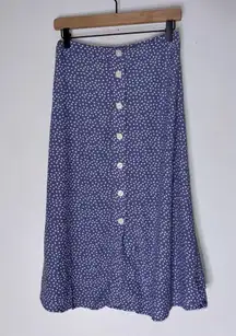 Gap Blue White Polka Dot Button Down‎ A Line Midi Skirt Size 2