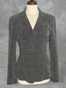 Cache Vintage Gray Tailored Wool Blend Classic Button Front Jacket Blazer Size 8