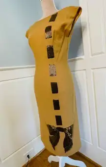 Vintage Lilli Diamond 1960's Beaded Wool Mad Men Wiggle Bow Dress XS Small