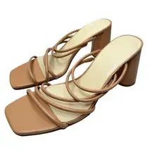 Nine West Sandals Womens Size 13 Square Toe Block Heel Strappy Slip On Heels