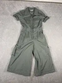 twentysixhundred anthropologie cropped olive green womens jump suit size us 2