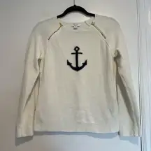 Nautica Womens Sz: M Waffle Knit Preppy Nautical Top Blue Anchor Zipper Accent.