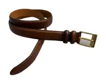 Ralph Lauren Collection Leather Belt Womens Medium Brown Gold Buckle Croc Emboss