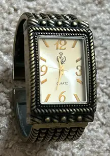Premier Designs women’s vintage gold tone chunky bangle bracelet watch one size‎