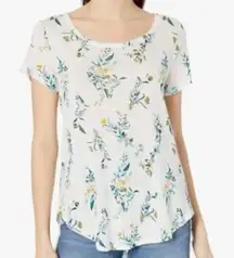 Lucky Brand white cotton scoop neck floral leaf print tshirt small