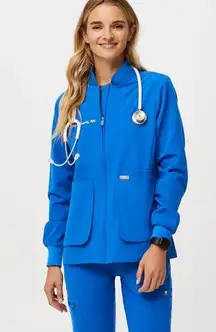 Figs Sebina Scrub Jacket in Royal Blue, Size Medium