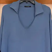 Joan Vass for New Orleans Knitwear Blue V-Neck Dress. Size 2X