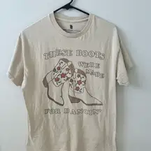Cream Graphic T-Shirt with Boots Design