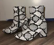 White Fox Snake Print Boots 