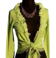 Cache Apple Green Embellished Hidden Bead Rhinestone Shrug Wrap Top New $118 NWT