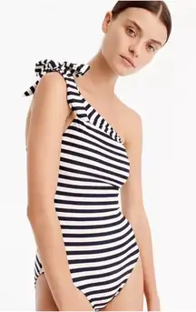 J.Crew One-shoulder one-piece swimsuit in classic stripe Navy/Ivory