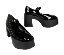 LARROUDE Black Patent Leather Olivia Platform Mary Jane Pump Chunky Women's 9.5