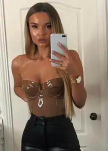 Octavia coffee vinyl bodysuit