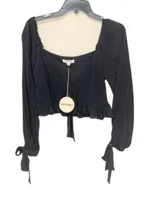 Wild‎ Honey black crop tie long sleeve top