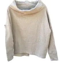 Free People NWT  XS Cream Juicy Cowl Neck Long Sleeve Waffle Knit thermal top