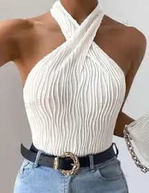 White Crisscross Top