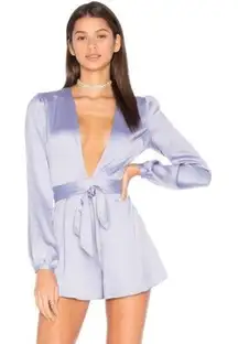 Privacy Please Concord Romper Size XS Lavender Purple Satin Long Sleeved New