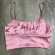 Forever 21 Satin Cropped Tank Top Pink Size Small