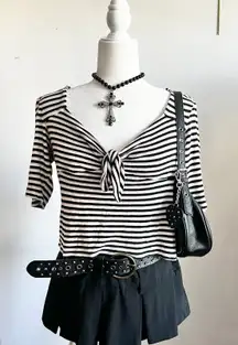 Striped Bell Sleeve Top, Y2K, Soft Grunge, Mall Goth, Retro, Tumblr‎ 2014, Small
