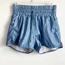 Zyia Size M Blue Bubble Print High Waist Drawstring Shorts 3” Inseam