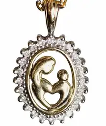 Mother Child Yellow Gold 10k pendant Diamond 1/7TW PENDANT ONLY