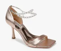 Badgley Mischka Rose Gold Heels with Pearl Strap