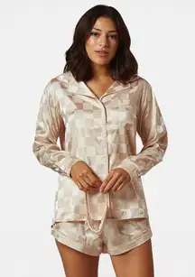 Plush pajamas Checkered Silk 3 Piece Set