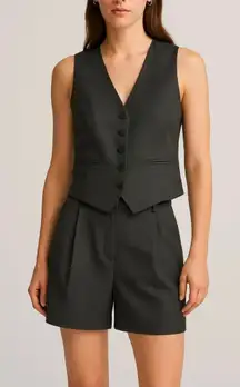 Zara Elegant Black Set- Buttoned Vest And Elegant Shorts