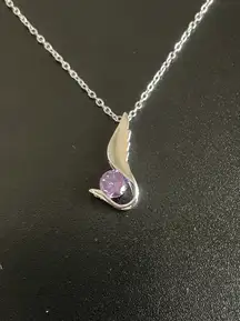 Purple Crystal Angel Wing Necklace