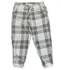 NWT Aerie Snowed In Fuzzy Jogger Plaid Pant Size XL Gray