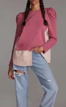 Maeve Anthropologie Sweatshirt Puff Sleeve Striped Tunic Top Womens 3X