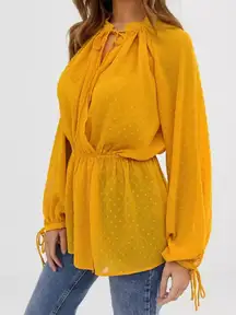Long orange sleeve smock top