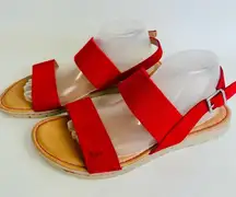 B.O.C. Women Sandal Ismeria Open Toe Red‎ Sling Back Two Strap Size 7M