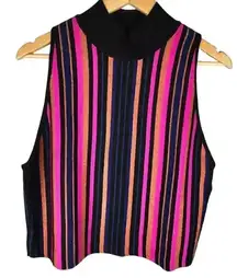 Bar III NWT Women’s Multicolor Striped Metallic Sleeves Top XL‎