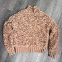 Express Teddy Bear Textured Caramel Brown Mock Turtleneck Sweater XXS