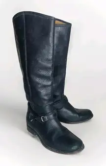 FRYE Phillip Ring Tall Black‎ Leather Riding Harness Pull On Boots Size 8B