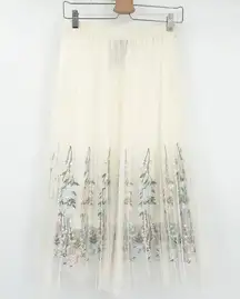 Moon Collection Fairycore Bridal Cottagecore Embroidered Floral Tulle Midi Skirt