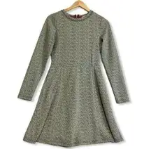 Katherine Barclay A-Line Skater Dress Gray Knit Stretch Long Sleeve Size 4