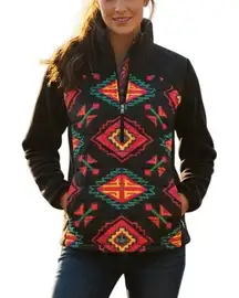 RL Ralph Lauren Active Fleece Pullover Jacket W Medium Southwest Aztec Print